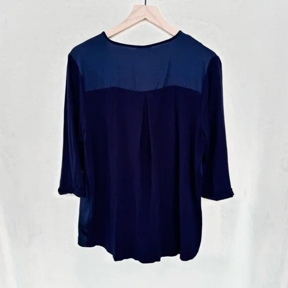 Vince Camuto Navy Blue Zipper Tunic Blouse - Picture 2 of 4